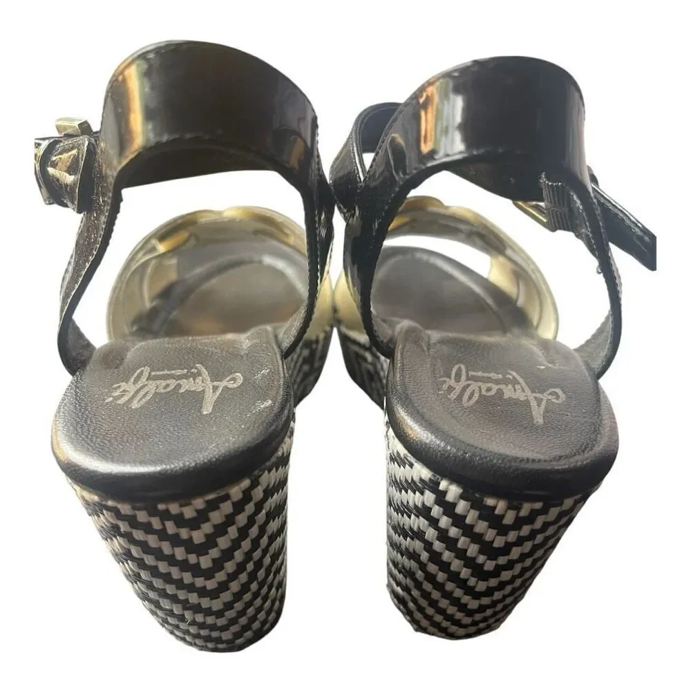 Amalfi by.Rangoni Monna Black &‎ White Chevron Wedge Heels Size 6